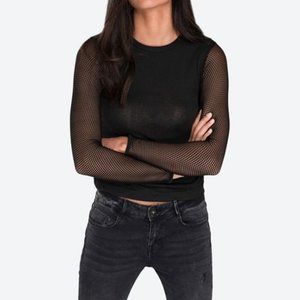 Ardene fitted fishnet arm shirt